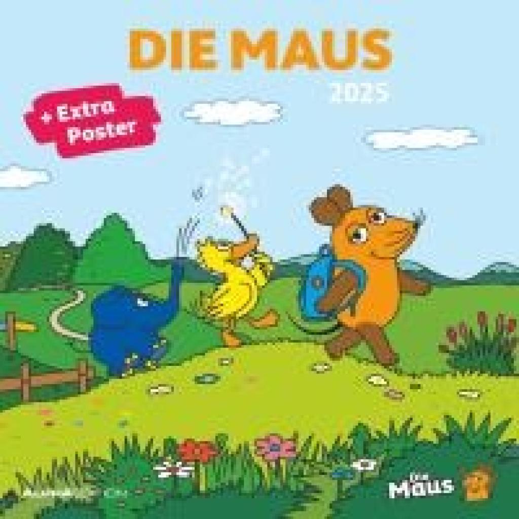 Die Maus 2025 - Broschürenkalender 30x30 cm (30x60 geöffnet) - Kalender mit Platz für Notizen - inkl. Poster - Wandplane