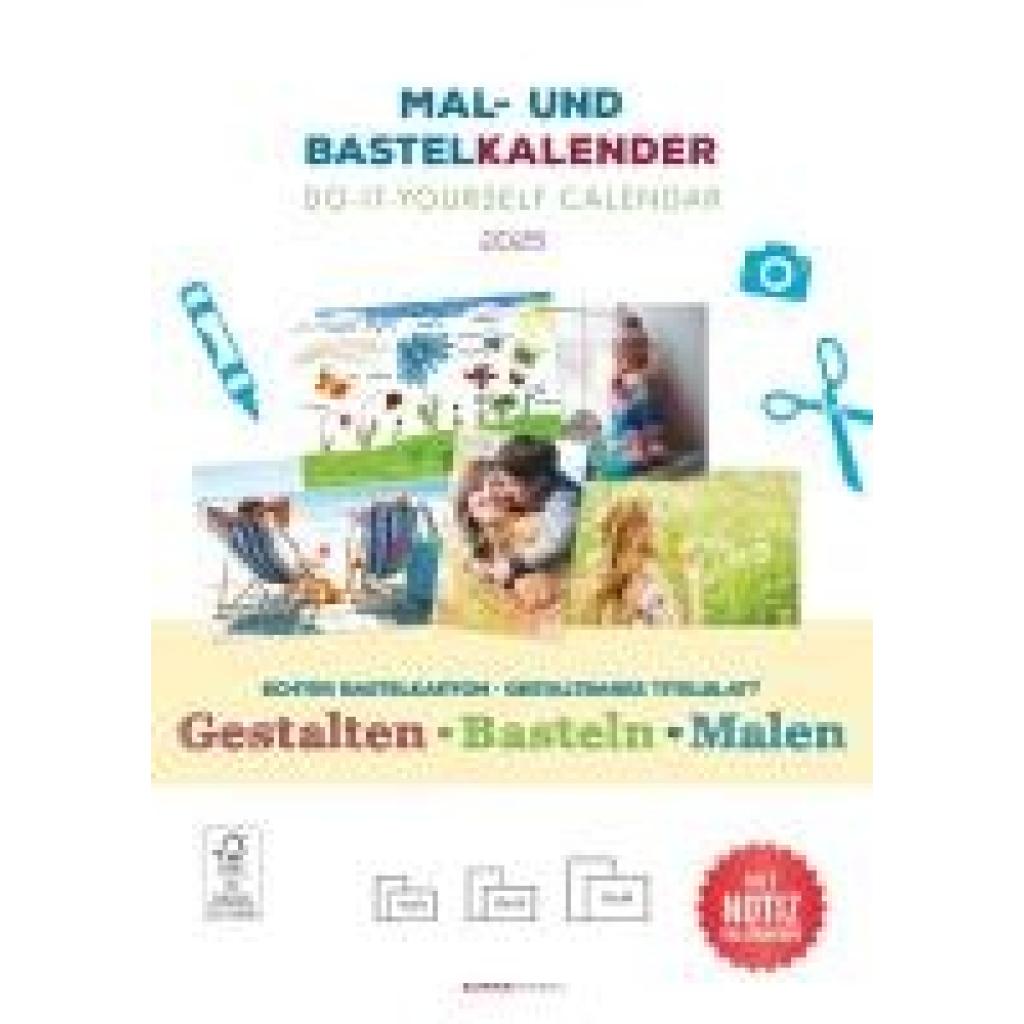 Mal- und Bastelkalender 2025 mit Platz für Notizen - weiß - 21 x 29,7 - Do it yourself calendar A4 - datiert - Foto-Kale