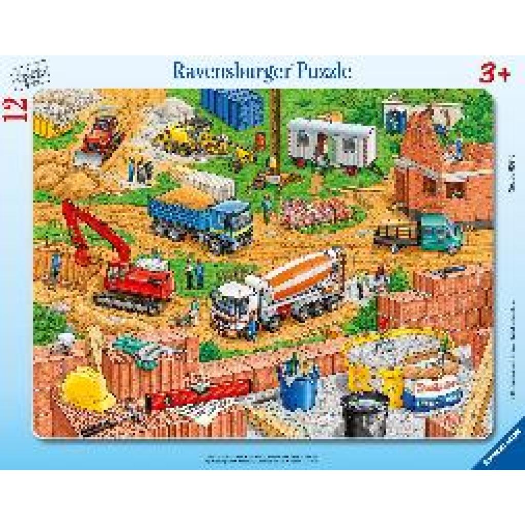 Arbeit auf der Baustelle. Rahmenpuzzle 12 Teile