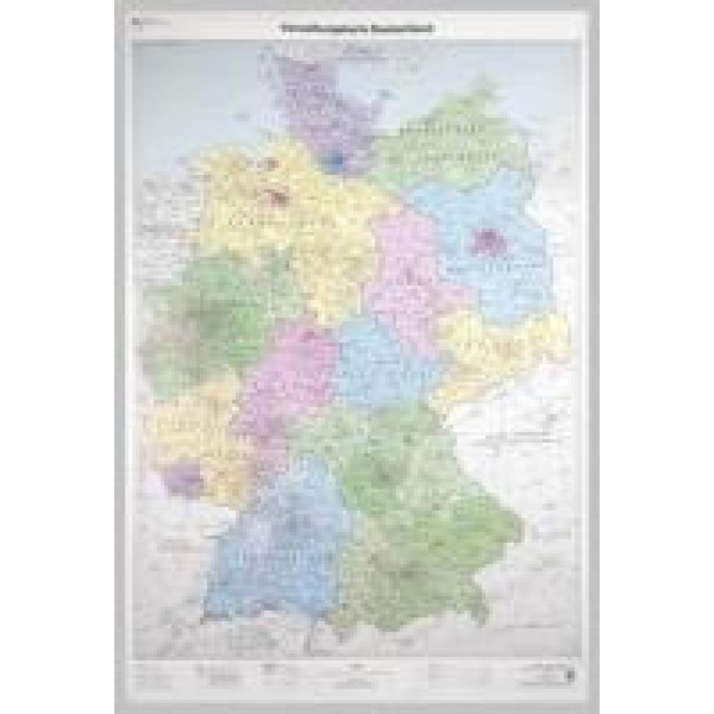 Verwaltungskarte Deutschland 1 : 750 000. Wandkarte plano, gerollt im Köcher