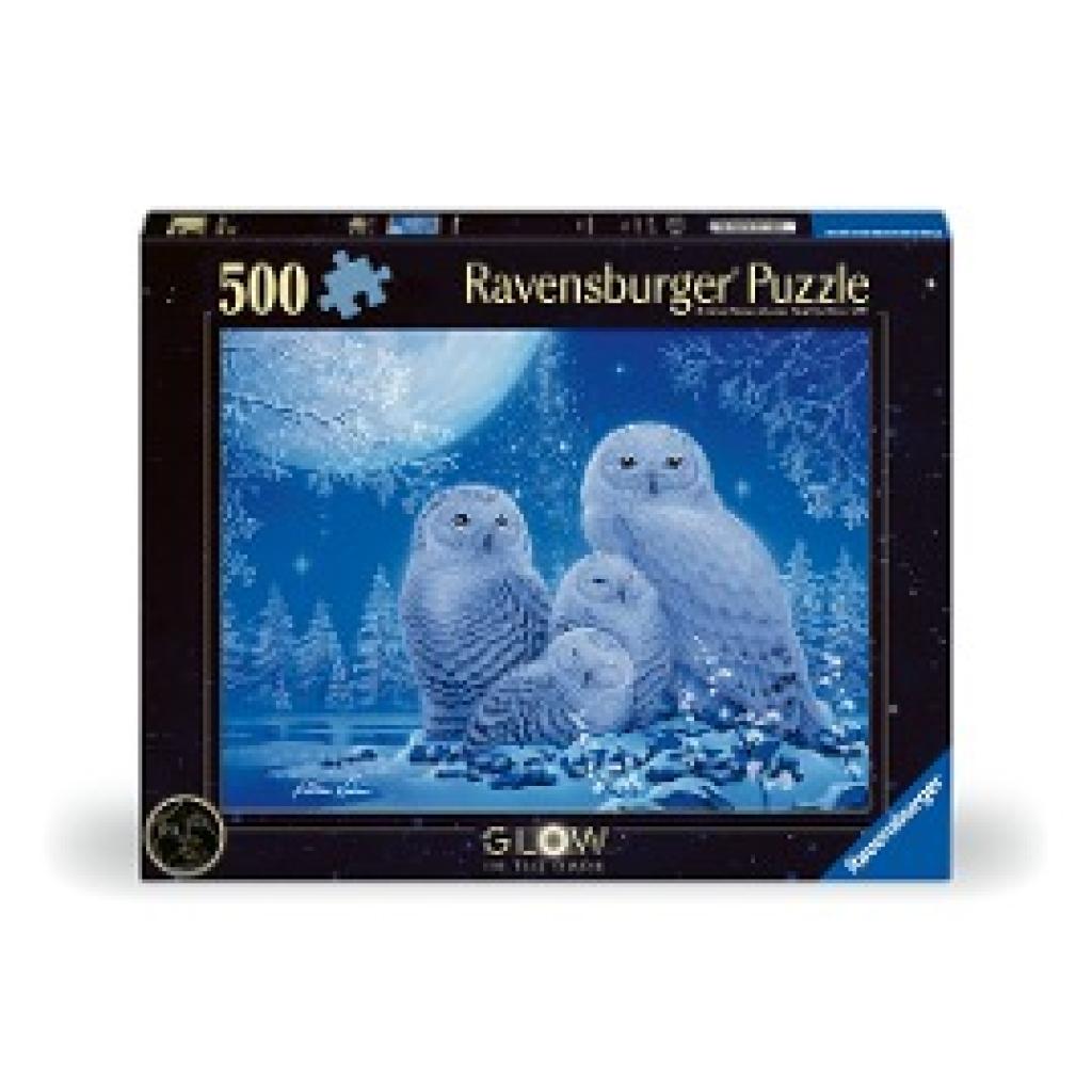Ravensburger Puzzle 12000479 - Eulen im Mondschein - 500 Teile Puzzle für Erwachsene und Kinder ab 10 Jahren Leuchtpuzzl