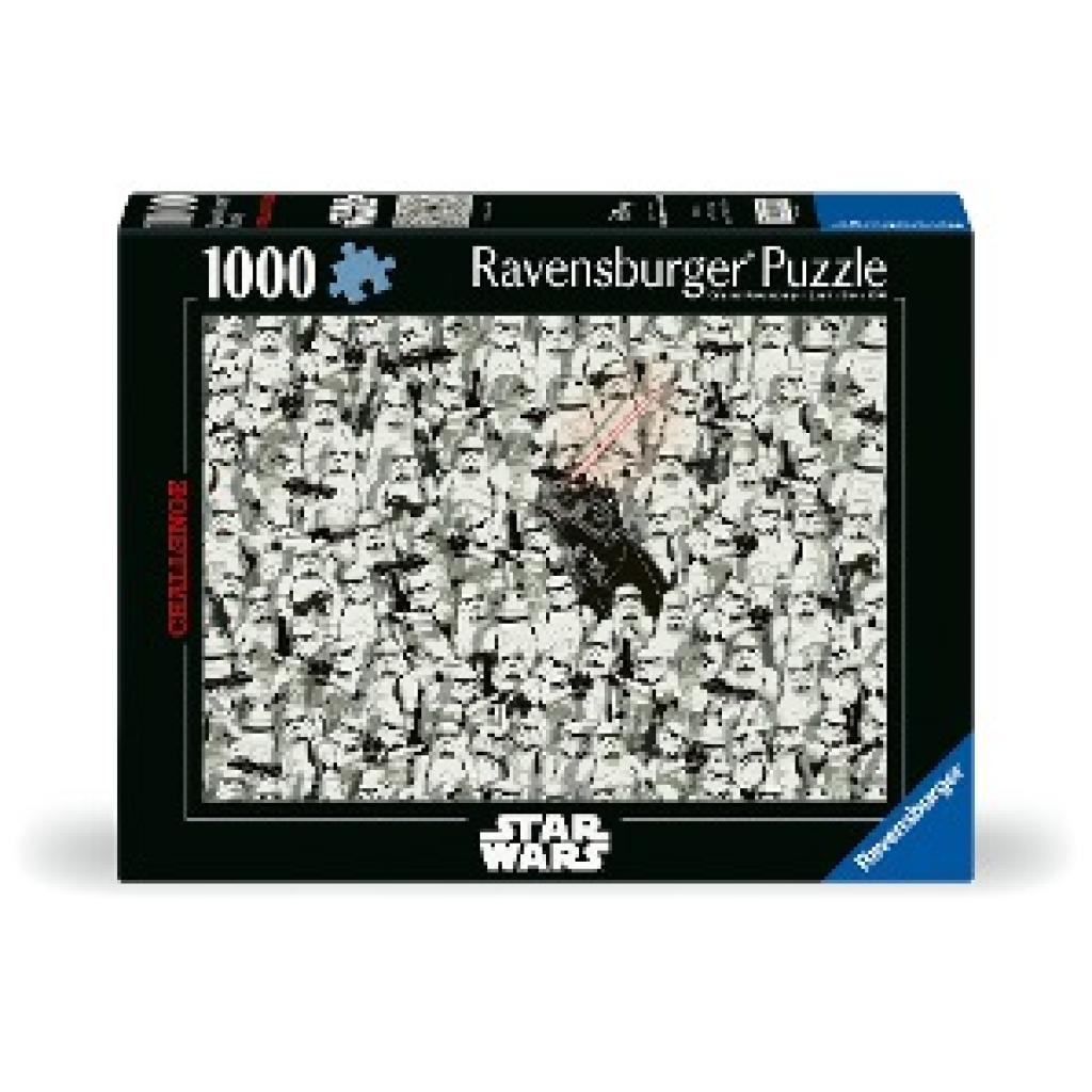 Ravensburger Puzzle 1000 Teile 12000458 - Challenge Star Wars - Darth Vader und seine Klonkrieger als herausforderndes P