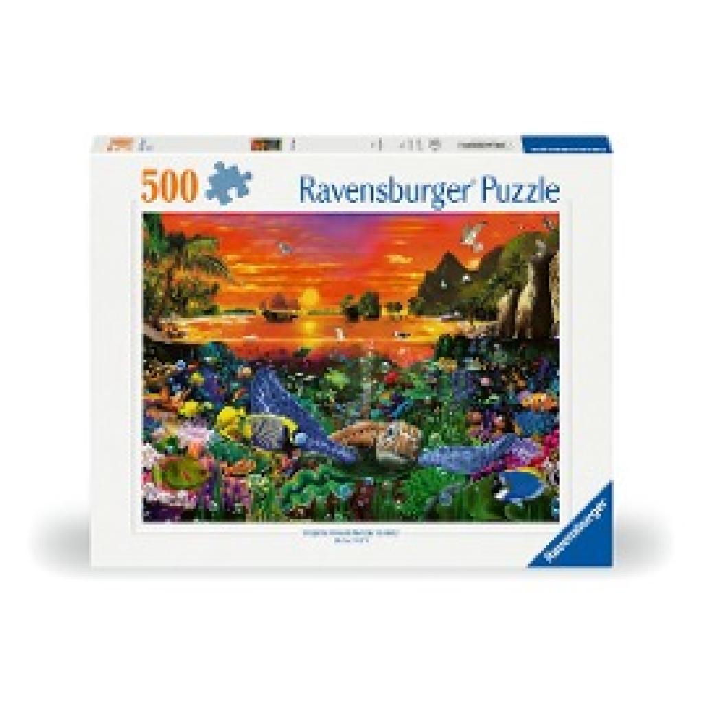 Ravensburger Puzzle 12000225 - Schildkröte im Riff - 500 Teile Puzzle für Erwachsene und Kinder ab 10 Jahren, Puzzle mit