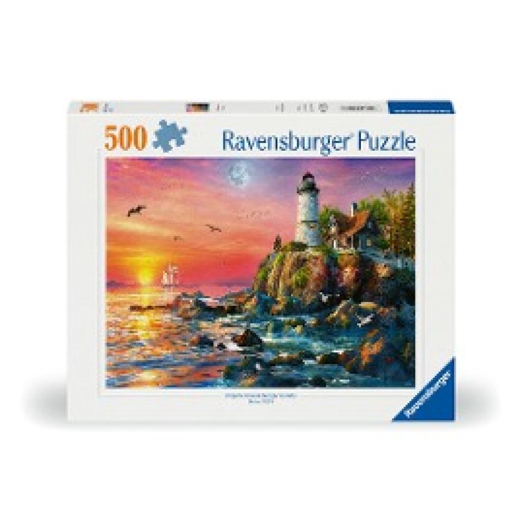Ravensburger Puzzle 12000217 - Leuchtturm am Abend - 500 Teile Puzzle für Erwachsene und Kinder ab 12 Jahren