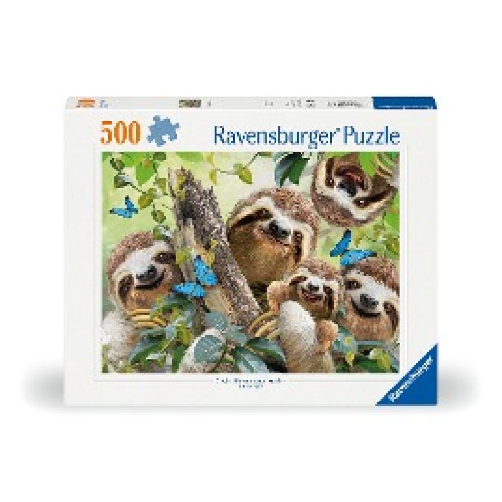 Ravensburger Puzzle 12000203 - Faultier Selfie - 500 Teile Puzzle für Erwachsene und Kinder ab 10 Jahren, Puzzle mit Tie