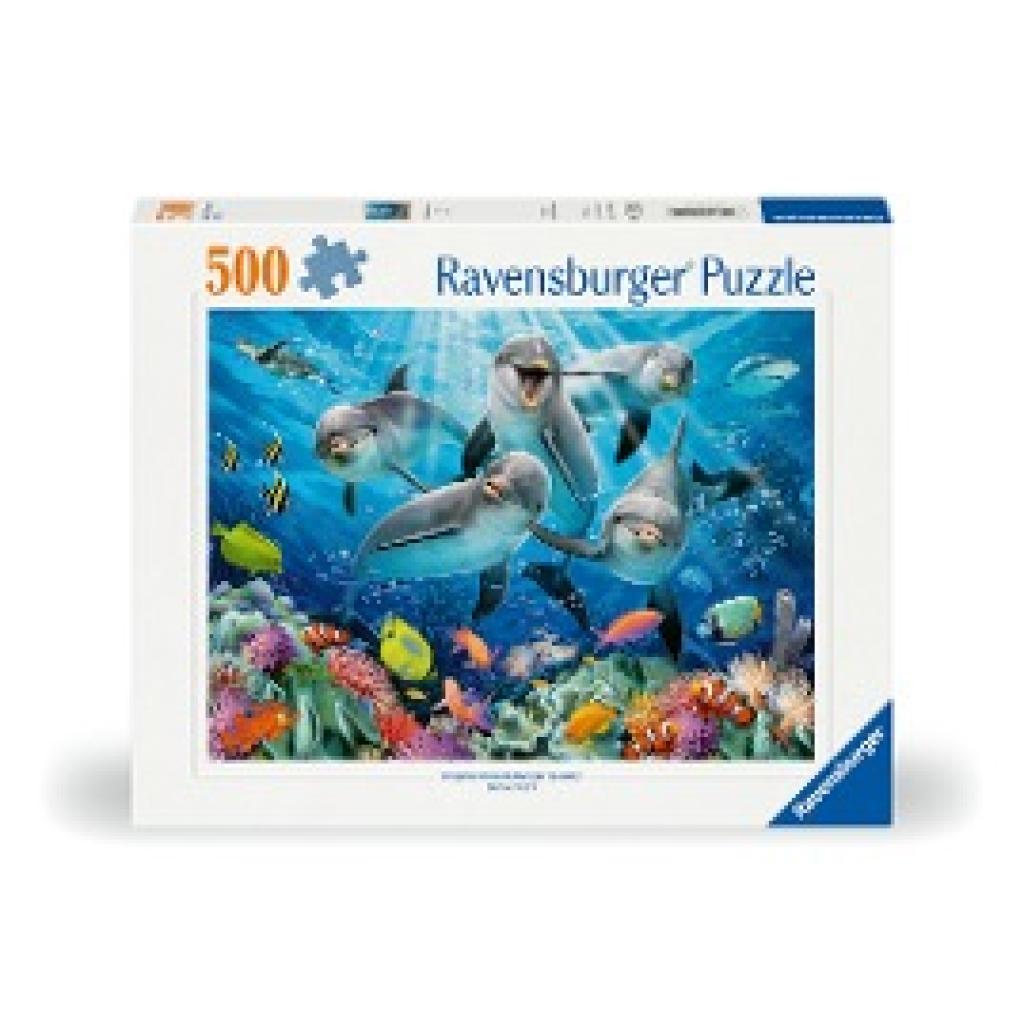 Ravensburger Puzzle 12000200 - Delphine im Korallenriff - 500 Teile Puzzle für Erwachsene und Kinder ab 10 Jahren