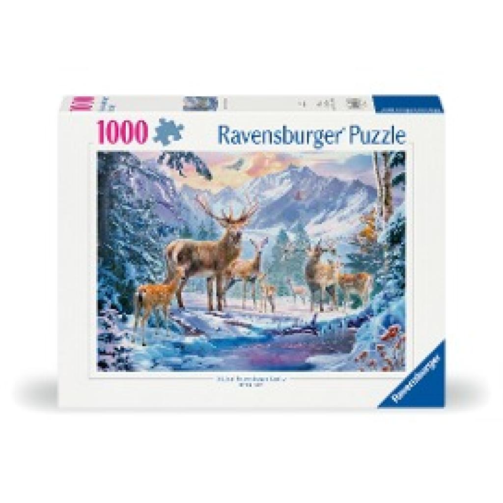 Ravensburger Puzzle 12000888 - Rehe und Hirsche im Winter - 1000 Teile Puzzle für Erwachsene und Kinder ab 14 Jahren