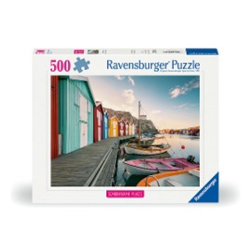 Ravensburger Puzzle 12000847, Scandinavian Places - Bootshäuser in Smögen, Schweden - 500 Teile Puzzle für Erwachsene un