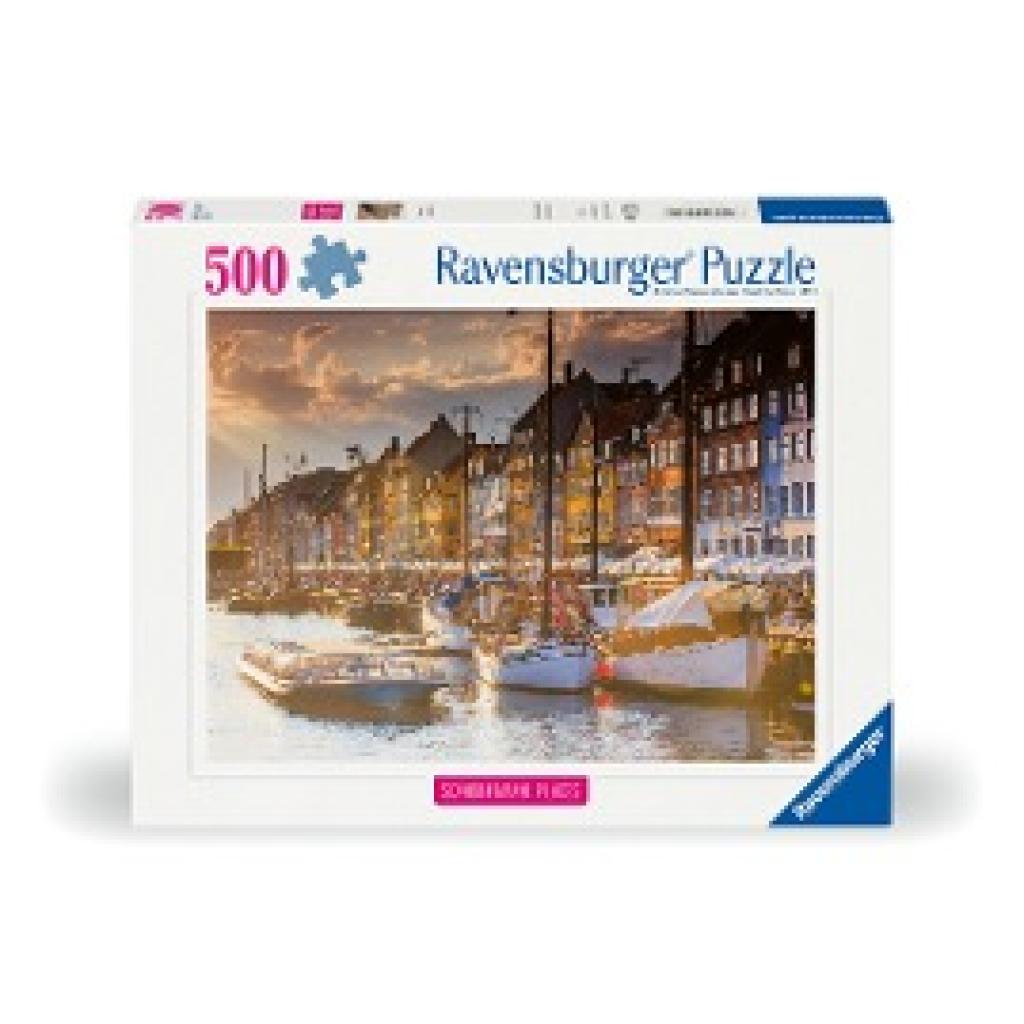 Ravensburger Puzzle 12000846, Scandinavian Places - Sonnenuntergang in Kopenhagen - 500 Teile Puzzle für Erwachsene und 