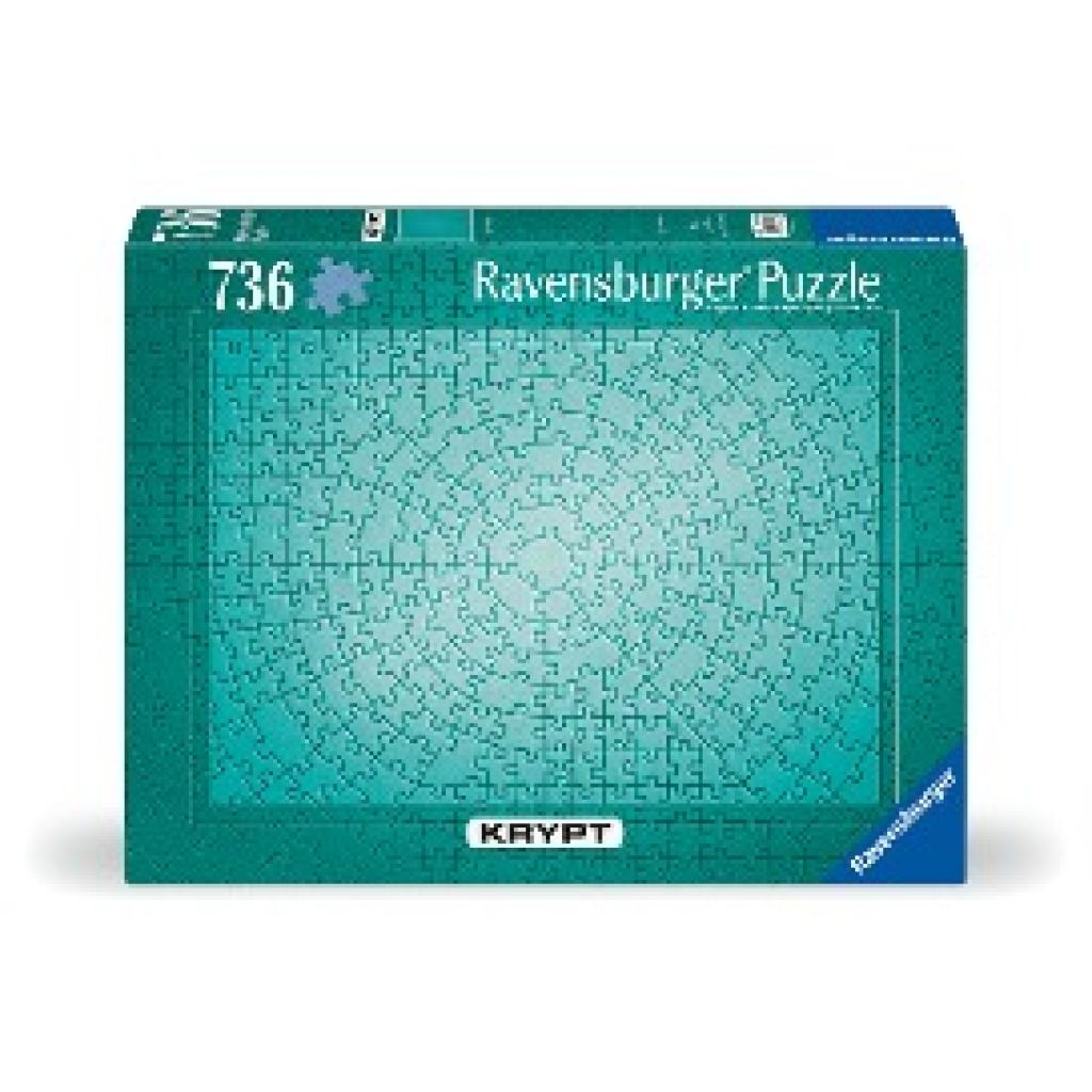 Ravensburger Puzzle 12000189 - Krypt Puzzle Metallic Mint - Schweres Puzzle für Erwachsene und Kinder ab 14 Jahren, mit 