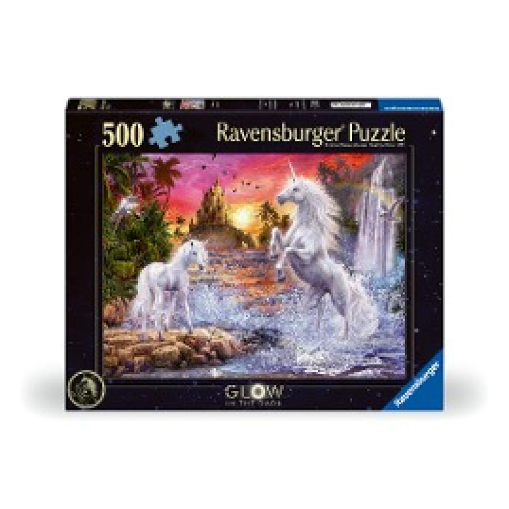 Ravensburger Puzzle 12000471 - Einhörner am Fluss - 500 Teile Puzzle für Erwachsene und Kinder ab 10 Jahren, Leuchtpuzzl