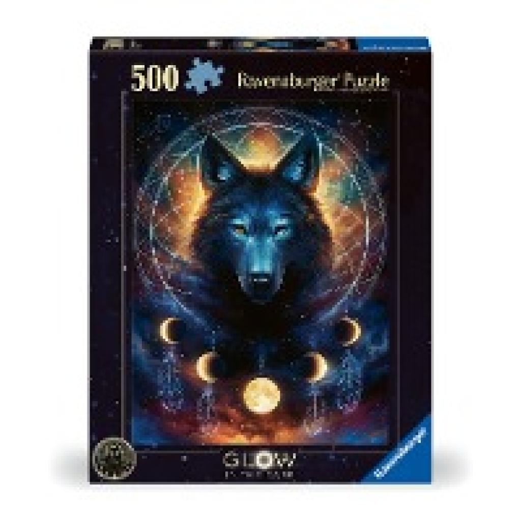 Ravensburger Puzzle 12000442 - Leuchtender Wolf - 500 Teile Puzzle für Erwachsene und Kinder ab 10 Jahren, Leuchtpuzzle 