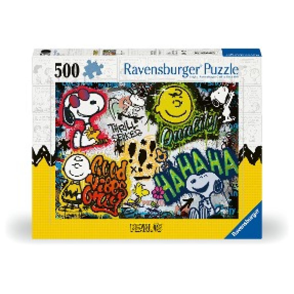 Ravensburger Puzzle 12000389 - Peanuts Graffiti - 500 Teile Snoopy Puzzle für Erwachsene und Kinder ab 12 Jahren