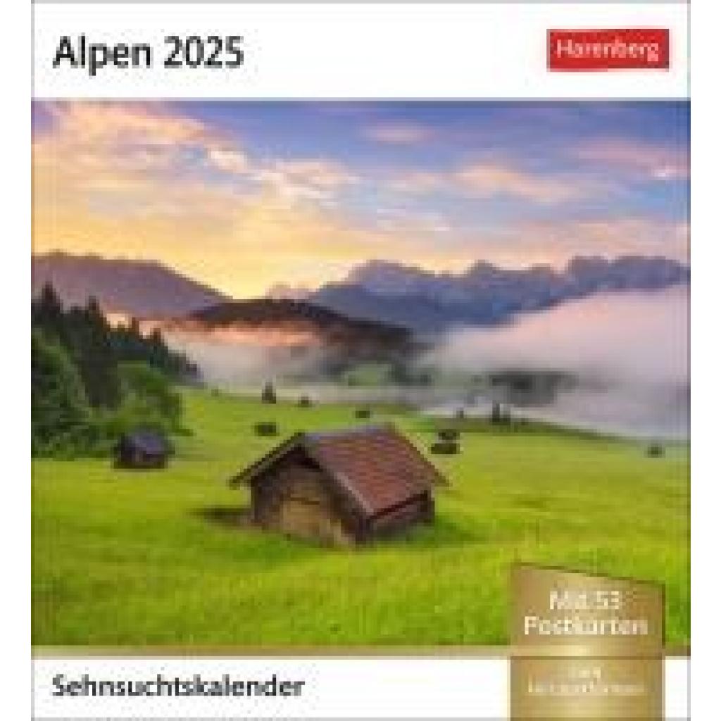 Alpen Sehnsuchtskalender 2025 - Wochenkalender mit 53 Postkarten