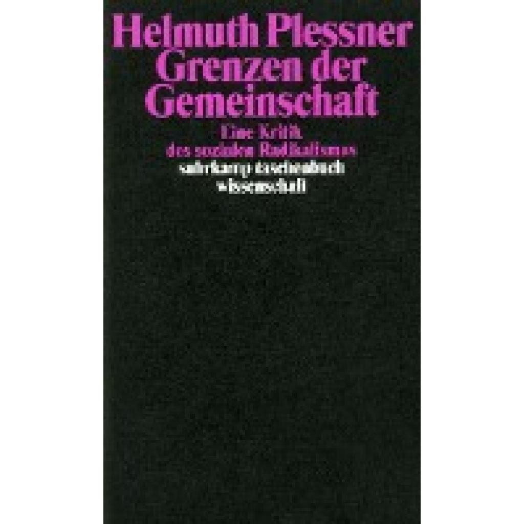 Plessner, Helmuth: Grenzen der Gemeinschaft