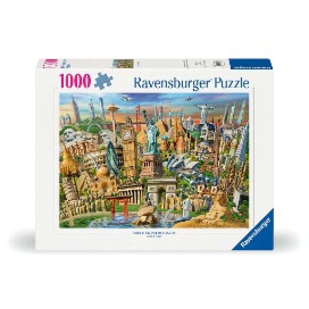 Ravensburger Puzzle 12000332 - Sehenswürdigkeiten weltweit - 1000 Teile Puzzle für Erwachsene und Kinder ab 14 Jahren, M