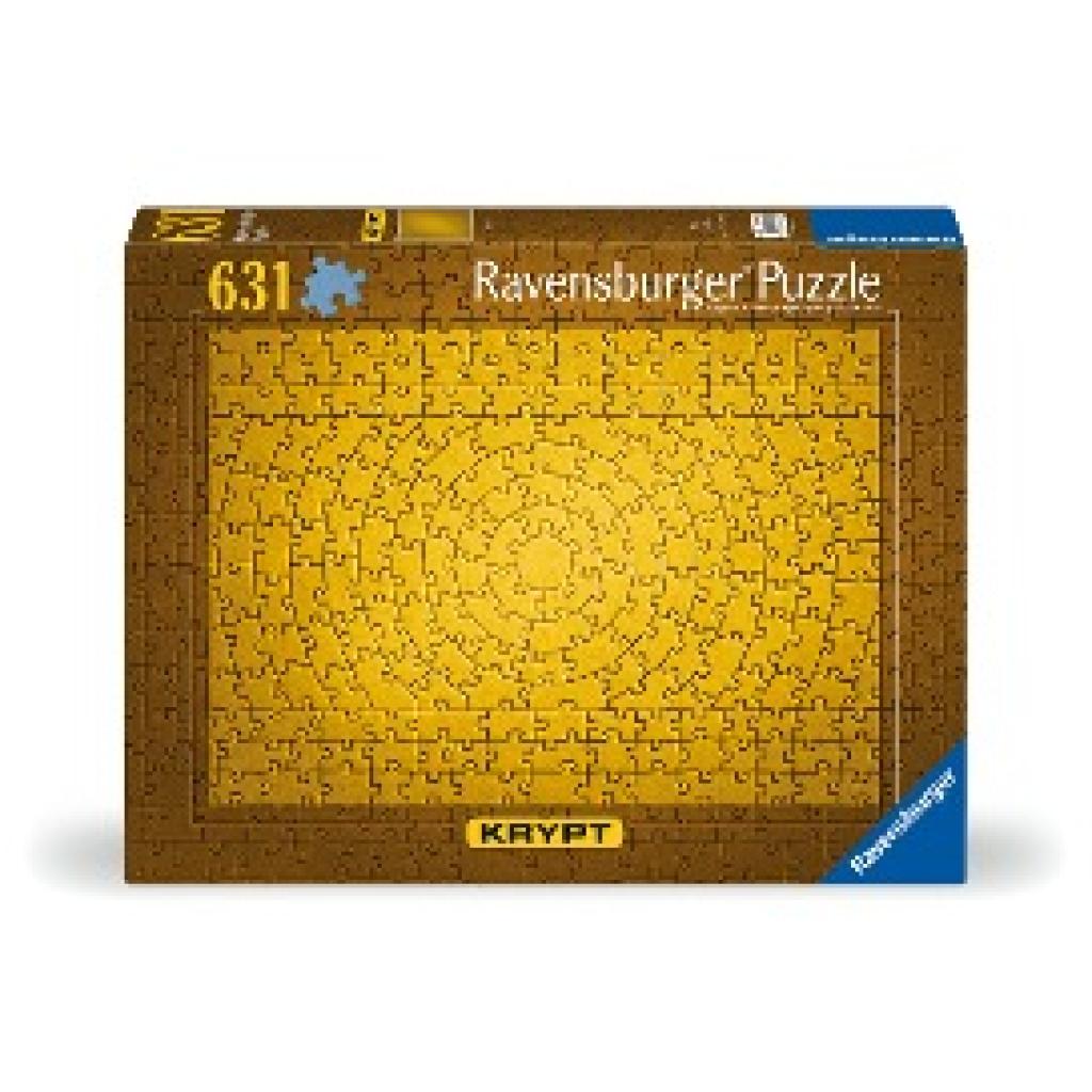 Ravensburger Puzzle 12000047 - Krypt Puzzle Gold - Schweres Puzzle für Erwachsene und Kinder ab 14 Jahren, mit 631 Teile