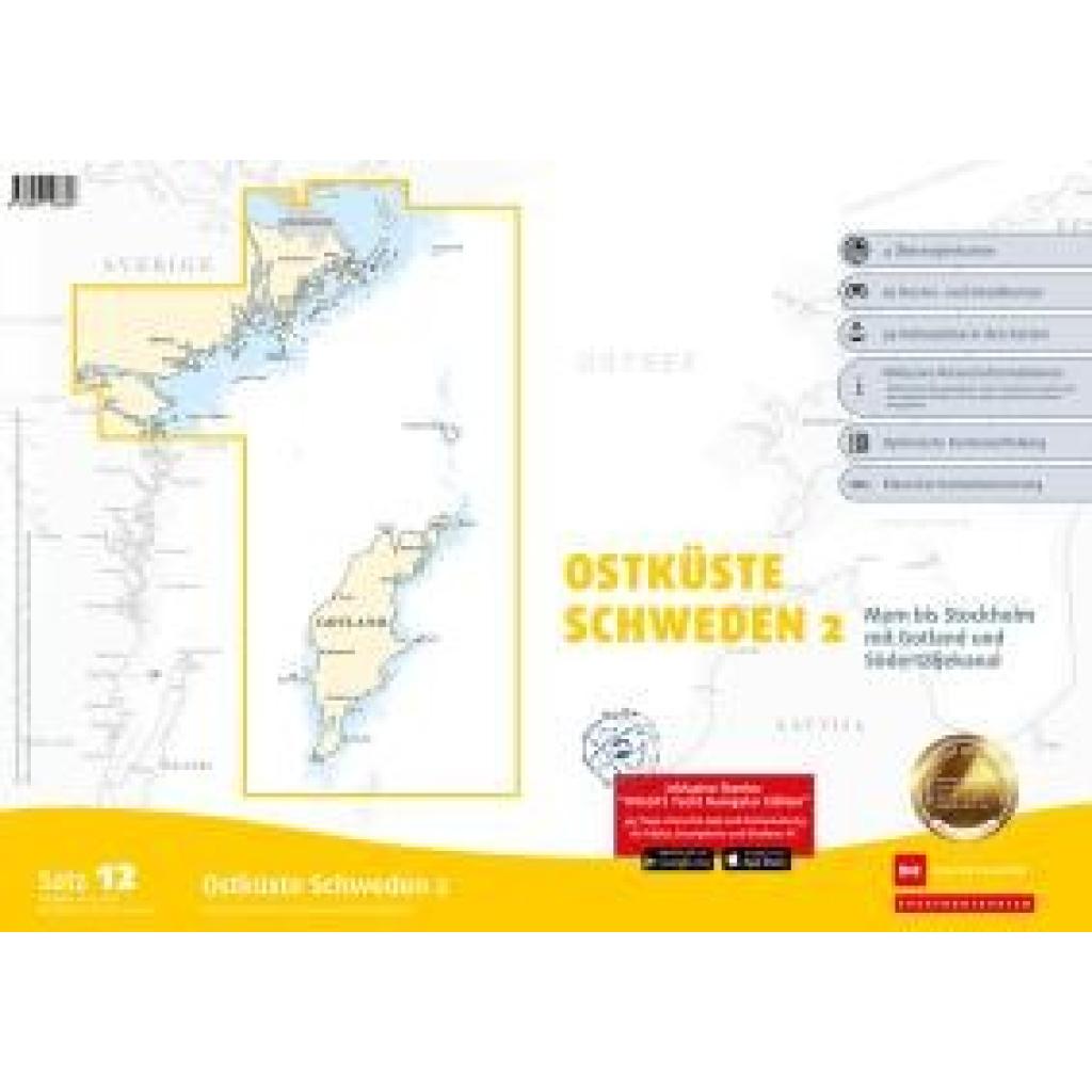 Sportbootkarten Satz 12: Ostküste Schweden 2 (Ausgabe 2024/2025)