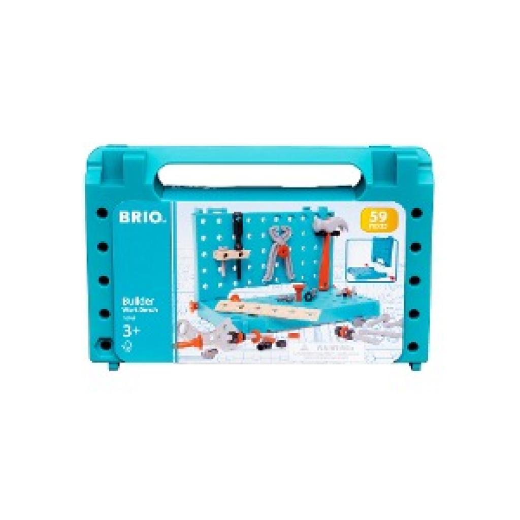 BRIO Builder 34596 Werkbank-Koffer - Perfektes Einstiegs-Set für kleine Handwerker inklusive Hammer, Schraubenzieher, Za