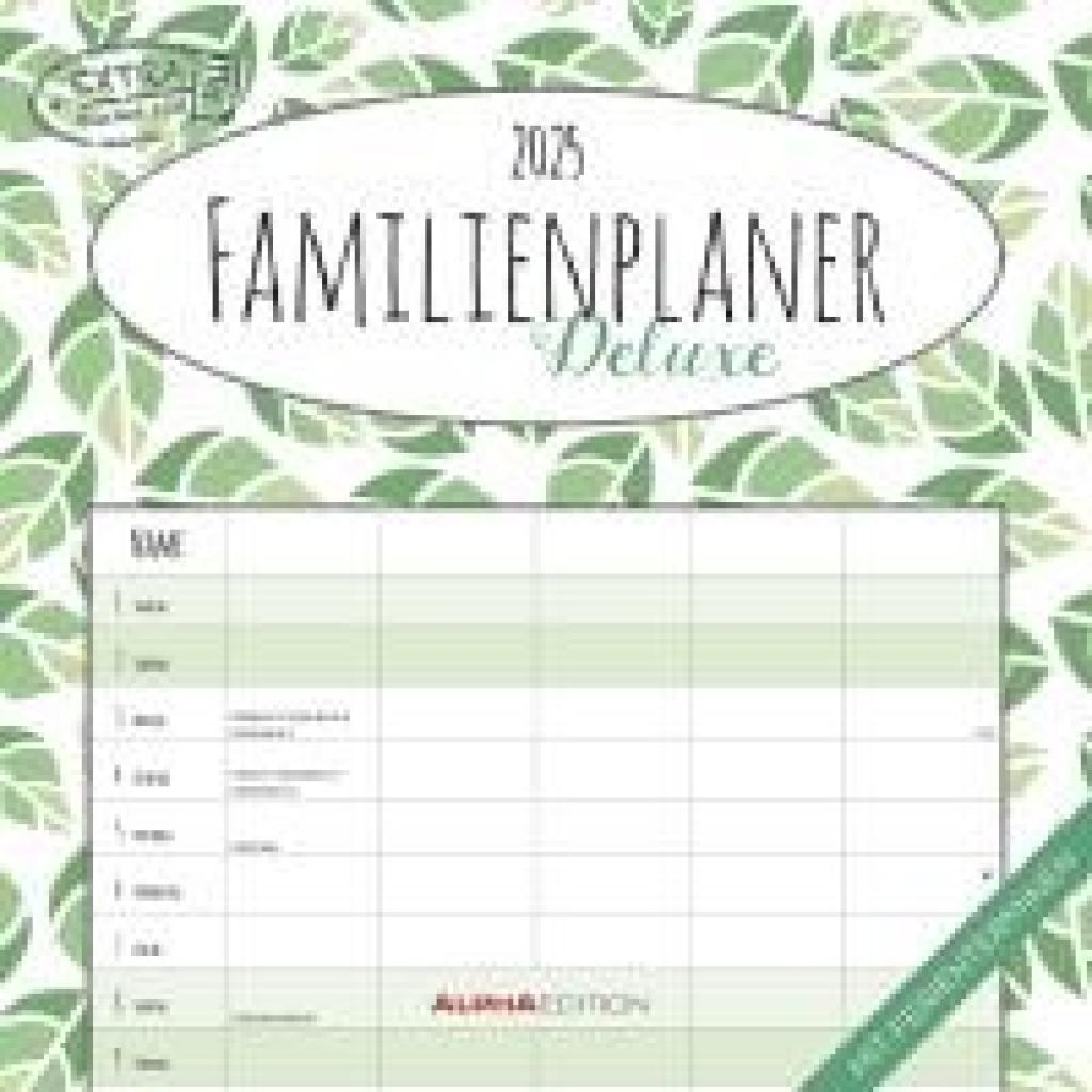 Familienplaner Deluxe 2025 - Broschürenkalender 30x30 cm (30x60 geöffnet) - Kalender mit Platz für Notizen - 5 Spalten -