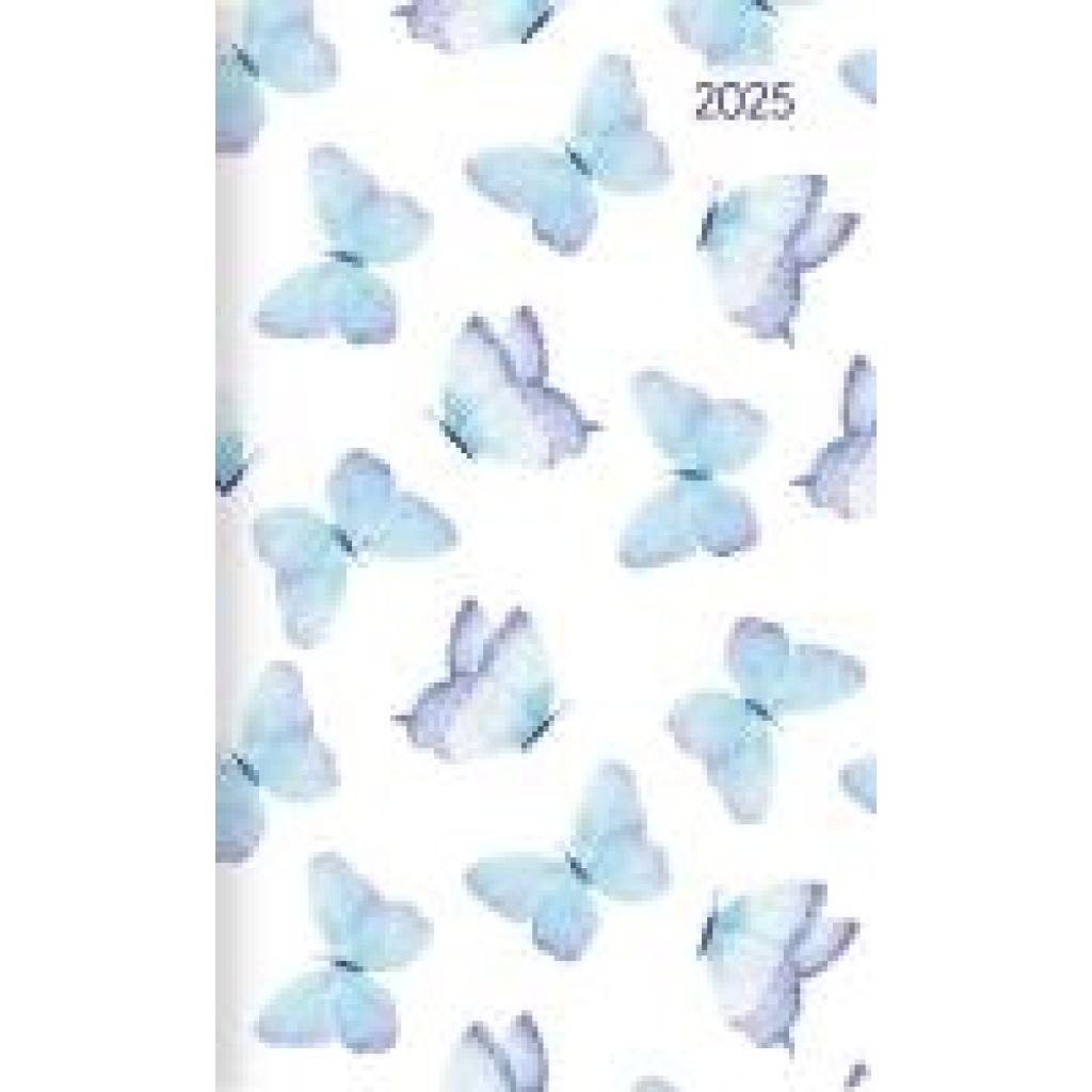 Taschenplaner Style Schmetterling 2025 - Taschen-Kalender 9,5x16 cm - seperates Adressheft - 1 Seite 1 Woche - 64 Seiten