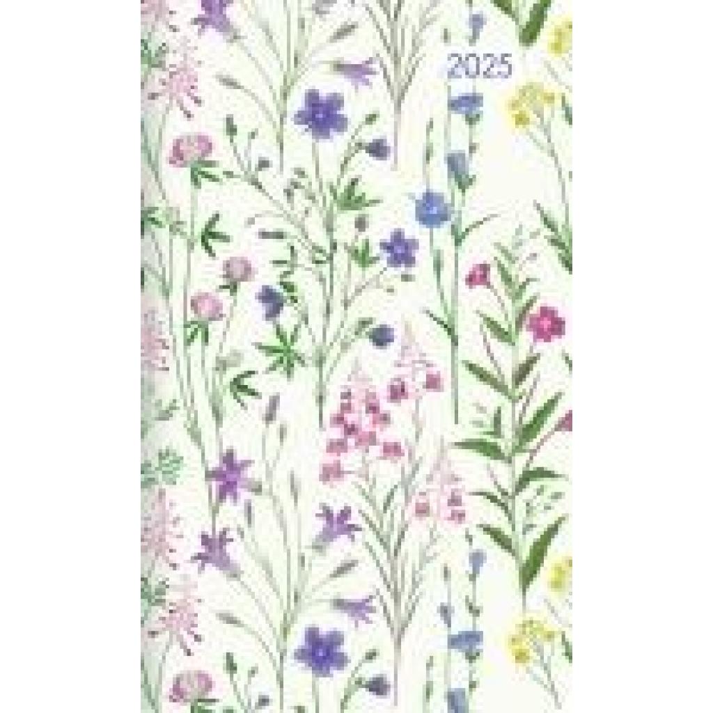 Taschenplaner Style Wildblumen 2025 - Taschen-Kalender 9,5x16 cm - seperates Adressheft - 1 Seite 1 Woche - 64 Seiten - 