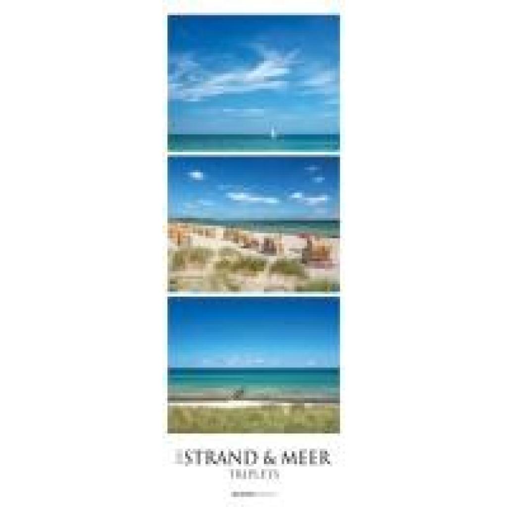 Strand & Meer Triplets 2025 - Streifenkalender XXL 25x69 cm - Bildkalender im Hochformat - Wandkalender - Wandplaner - S