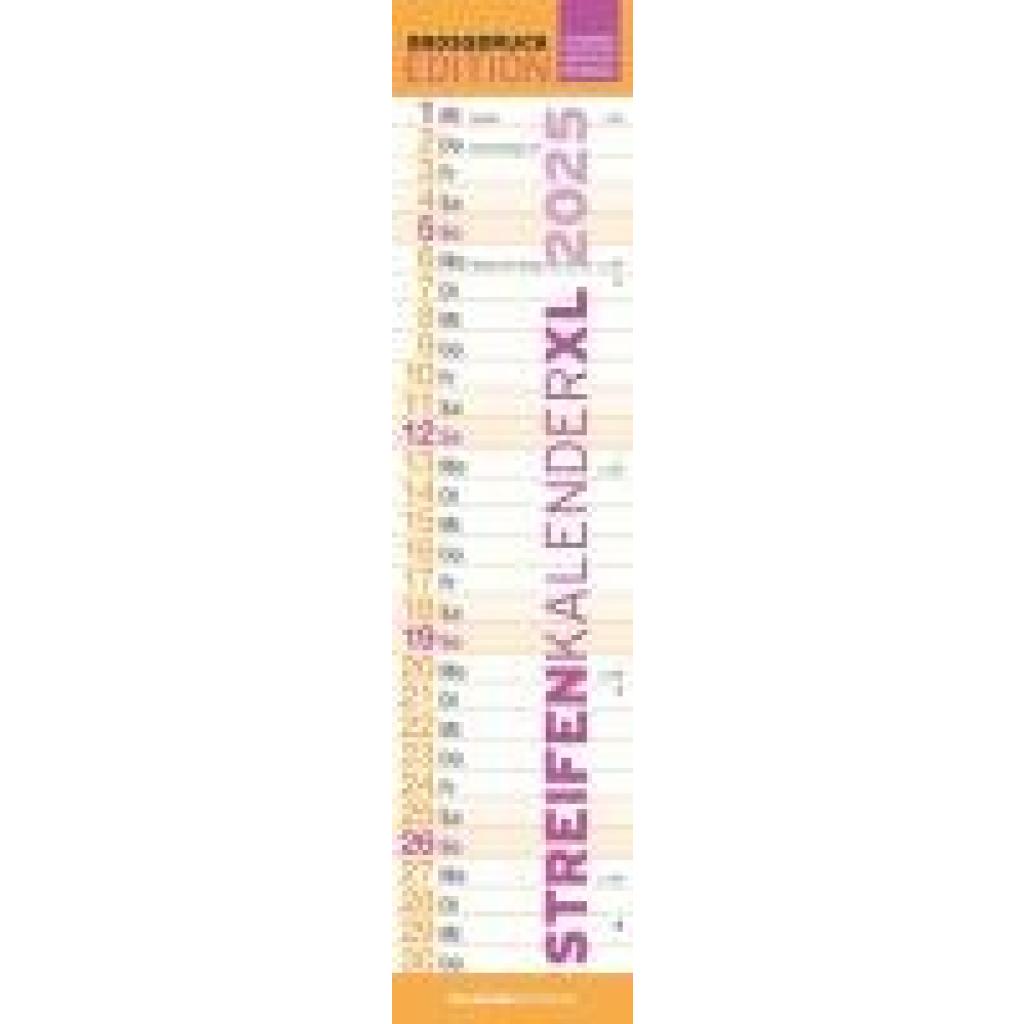 GROSSDRUCK Streifenplaner XL 2025 - Streifenkalender - Wandplaner - Küchen-Kalender - 15x64