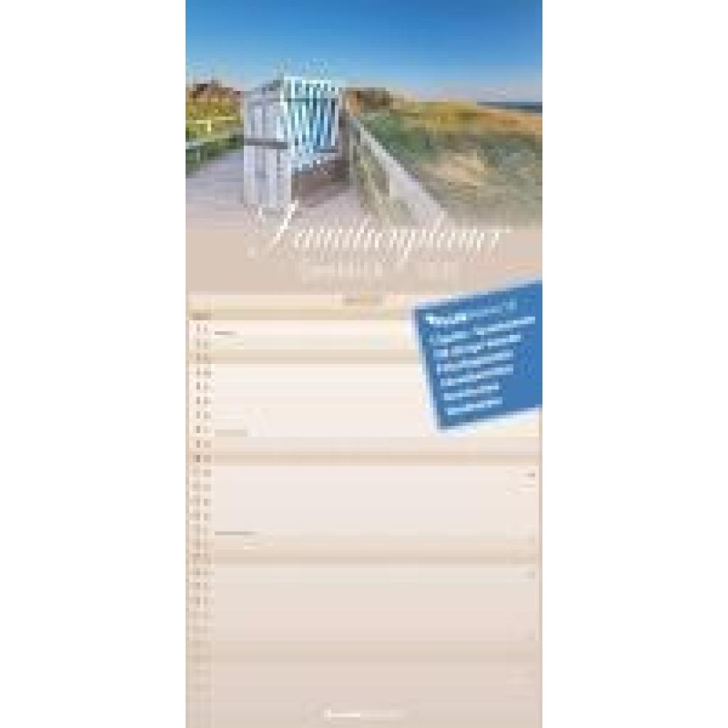 Familienplaner Seeblick 2025 - Familien-Timer 22x45 cm - mit Ferienterminen - 5 Spalten - Wand-Planer - mit vielen Zusat