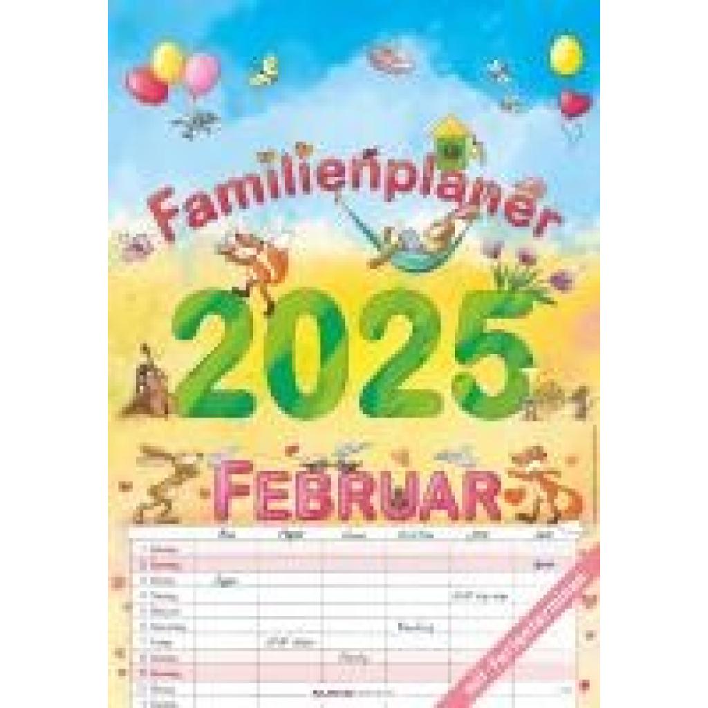 Familienplaner Cartoon 2025 - Bildkalender 23,7x34 cm - 6 Spalten - Kalender mit Platz für Notizen - mit vielen Zusatzin