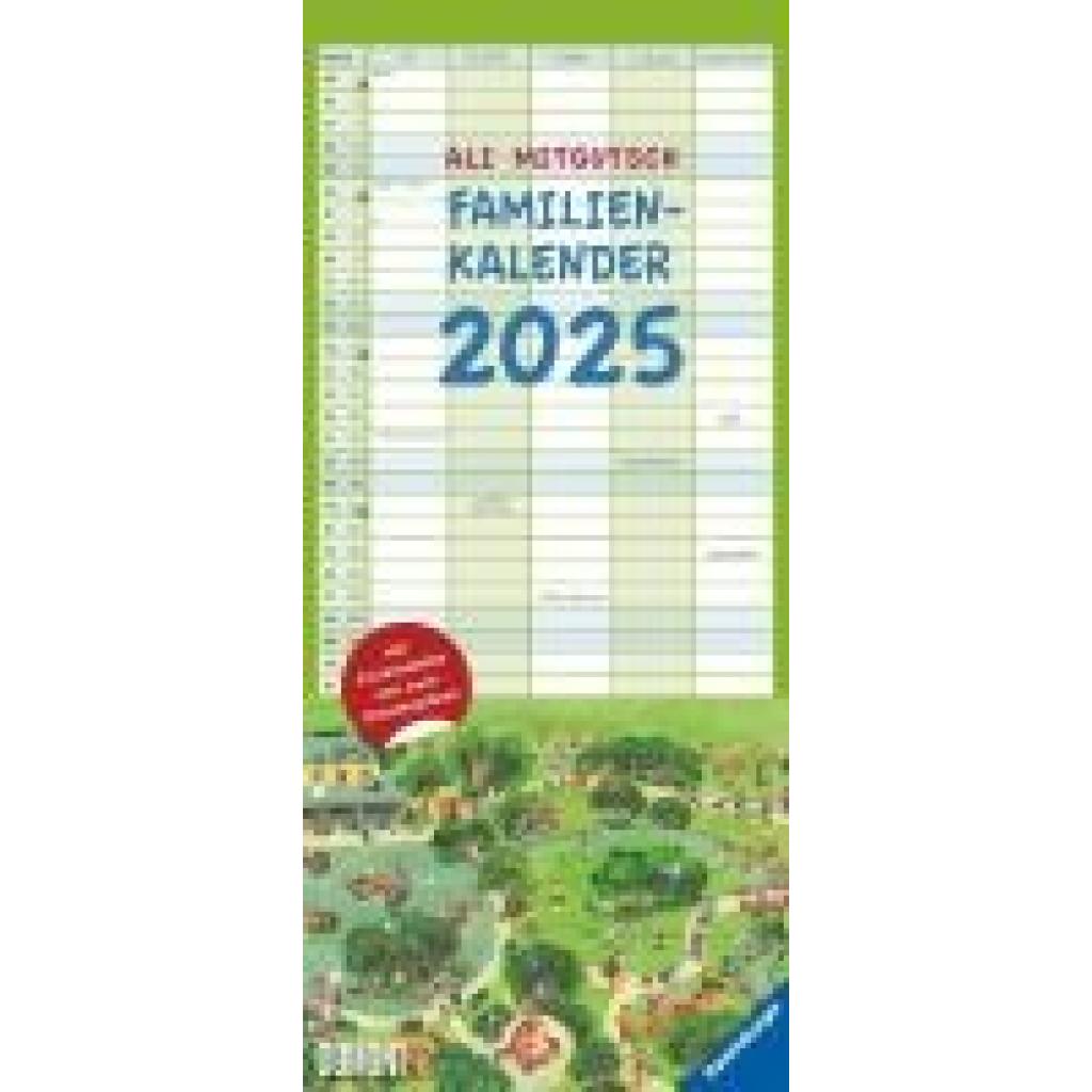 Ali Mitgutsch Familienkalender 2025 - Wandkalender - Familienplaner mit 5 Spalten - Format 22 x 49,5 cm