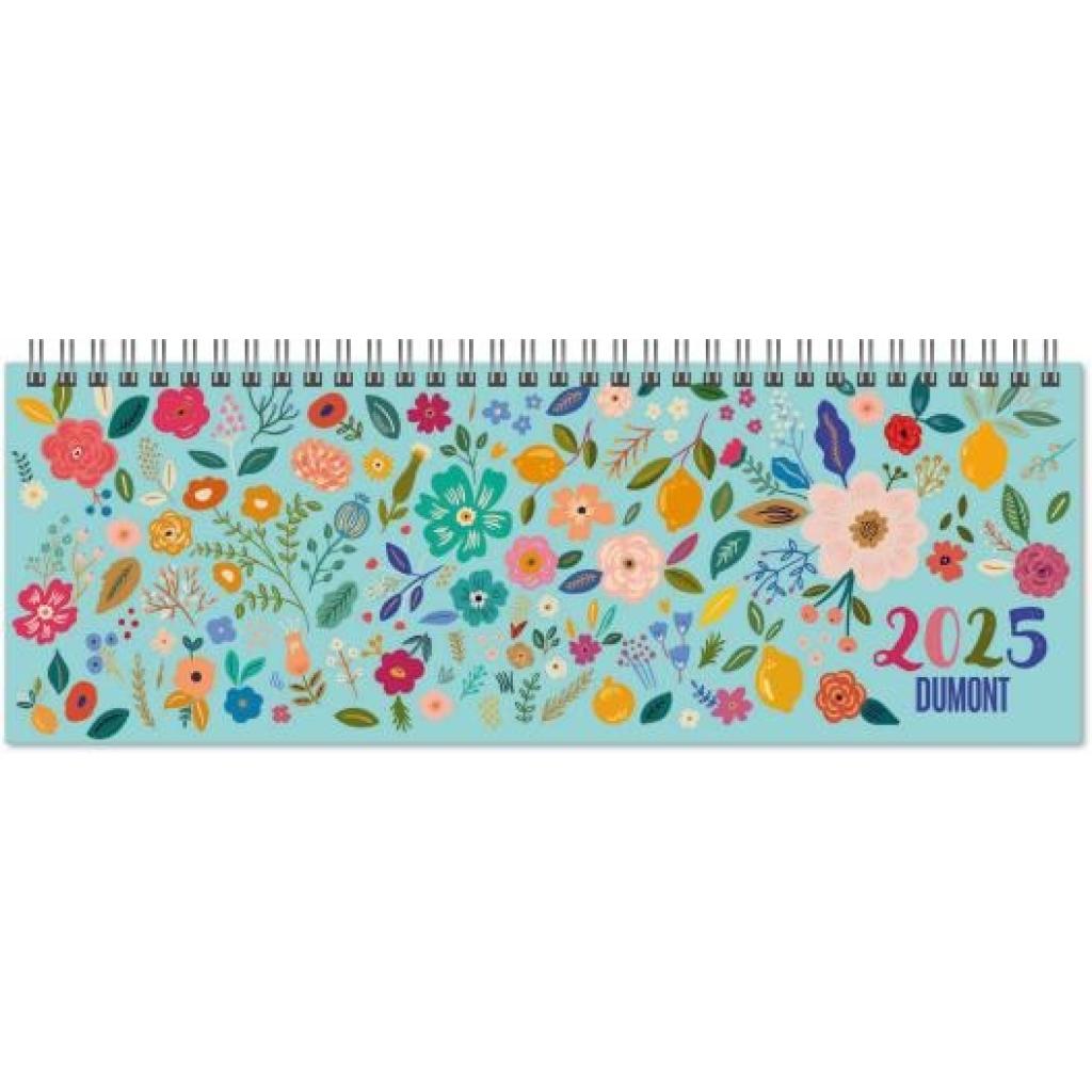 Tischquerkalender Blumenwiese 2025 - hübsches Blumendesign  - 29,7 x 10,5 cm - Spiralbindung  - mit viel Platz für Eintr