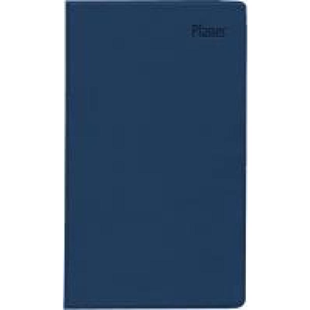 Taschenplaner Leporello PVC blau 2025 - Bürokalender 9,5x16 cm - 1 Monat auf 2 Seiten - separates Adressheft - faltbar -