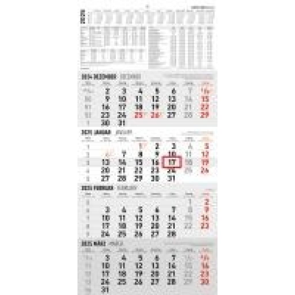 4-Monatskalender 2025 - Büro-Kalender 30x49 cm (geöffnet) - mit Datumsschieber - Zettler - 960-0011