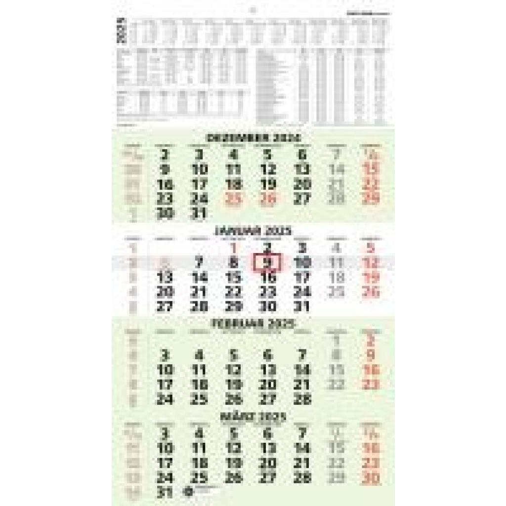 4-Monatskalender Recycling 2025 - 33x45 cm - mit Kopftafel und Datumsschieber - Blauer Engel - Mehrmonatsplaner - 959-07