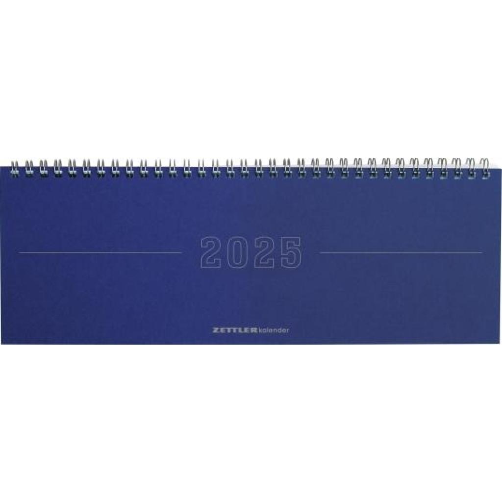 Tisch-Querkalender Papyrus Blau 2025 - Büro-Planer 29,7x10,5 cm - Tisch-Kalender - 1 Woche 2 Seiten - Ringbindung - Zett