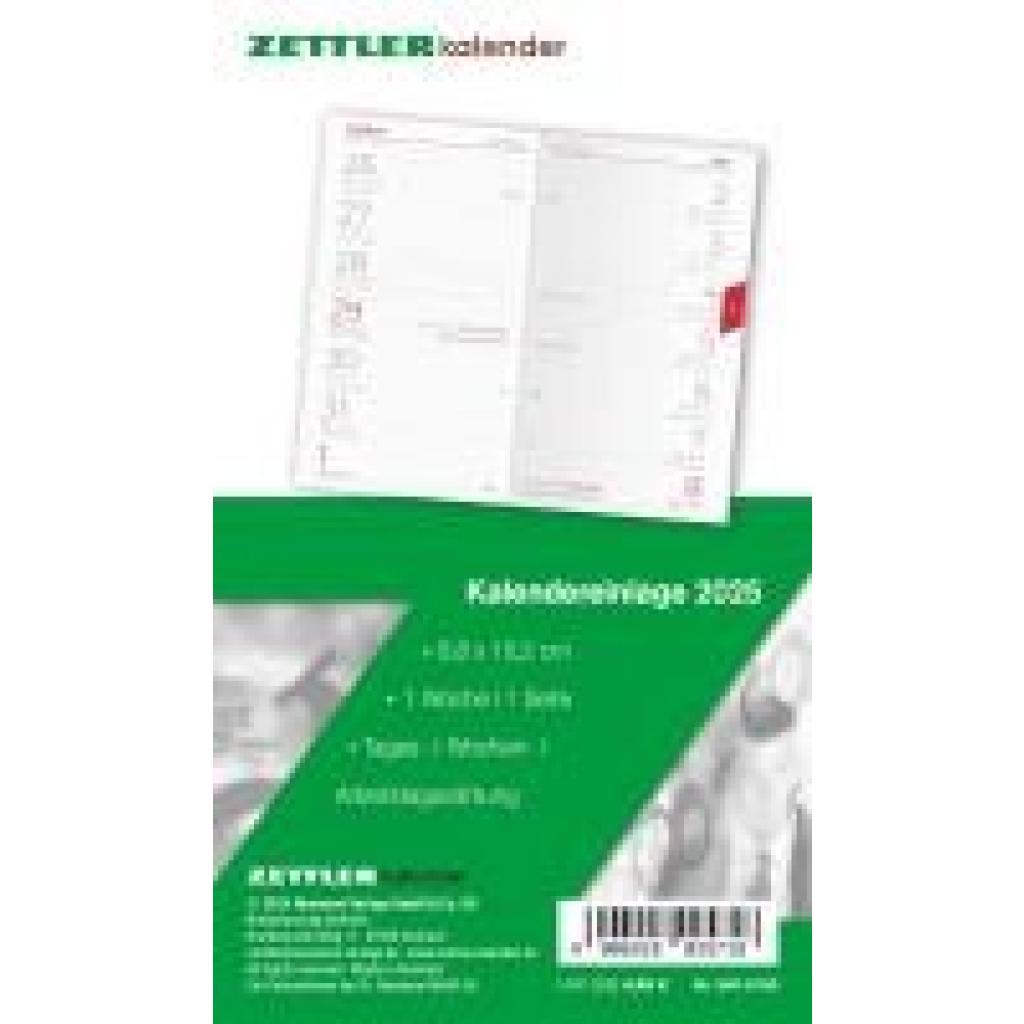 Kalender-Ersatzeinlage 2025 - für den Taschenplaner Typ 540 - 8,8x15,2 cm - 1 Woche auf 1 Seiten - separates Adressheft 