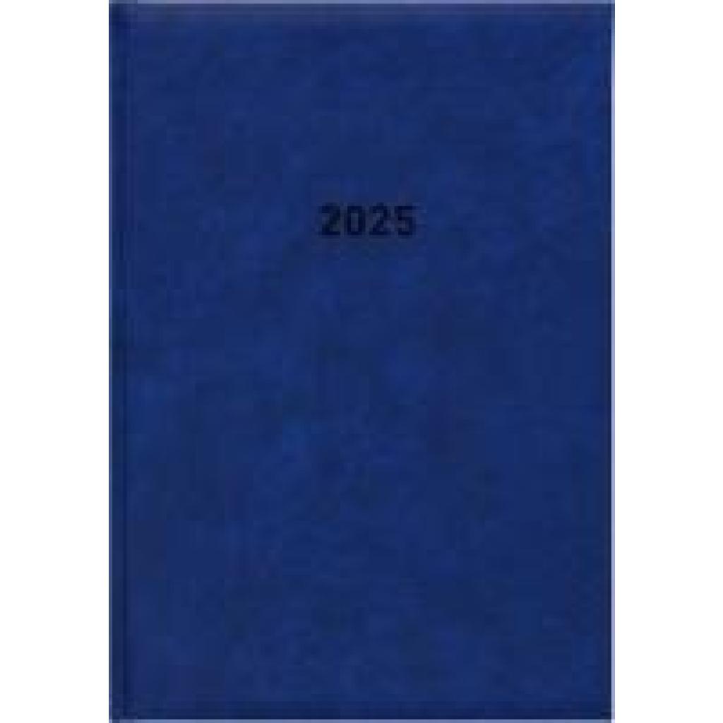 Buchkalender blau 2025 - Bürokalender 14,5x21 cm - 1 Tag auf 1 Seite - wattierter Kunststoffeinband - Stundeneinteilung 