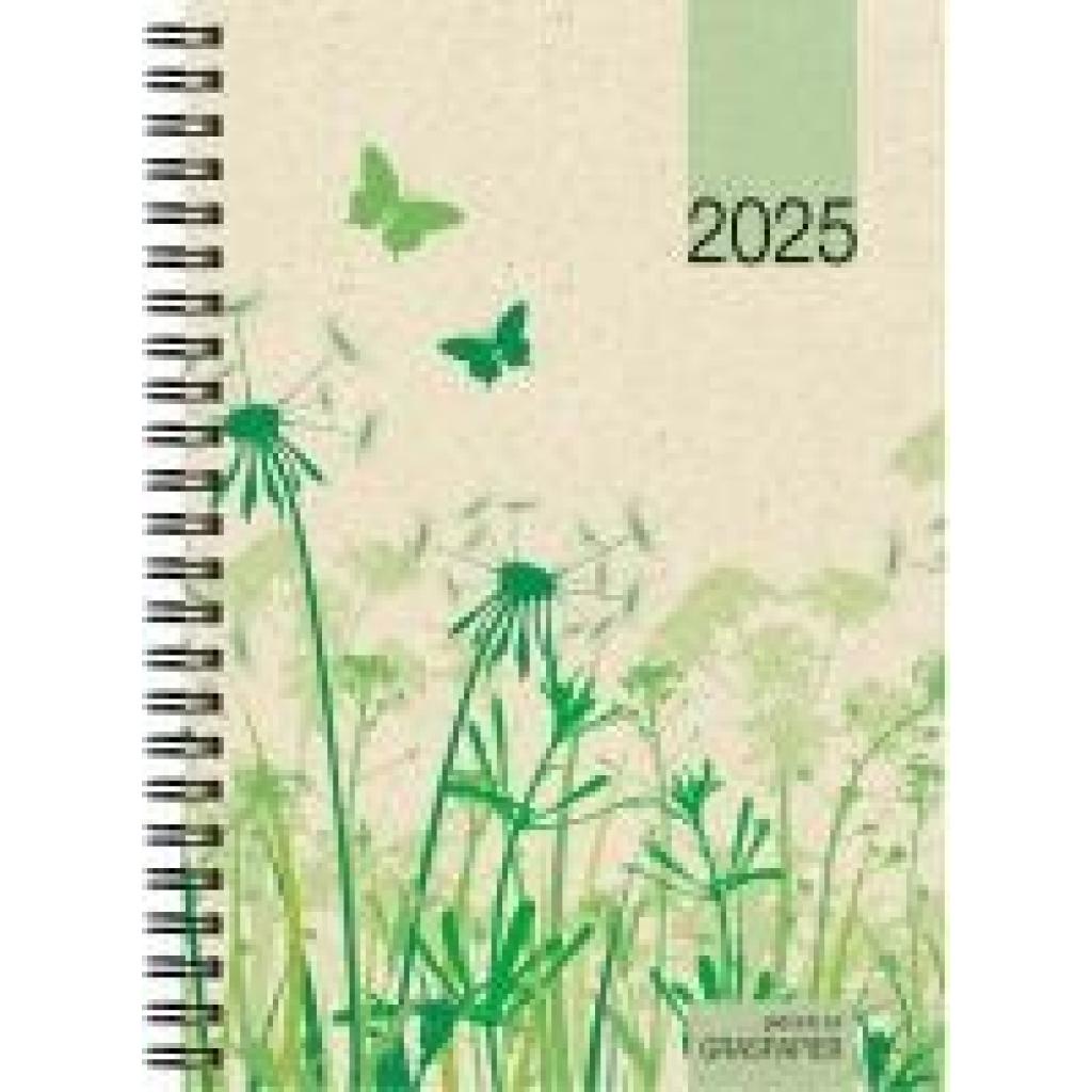 Wochenbuch Graspapier 2025 - 13,7x19,6 cm - 1 Woche auf 2 Seiten - robuster Kartoneinband - Wochenkalender - Notizheft -