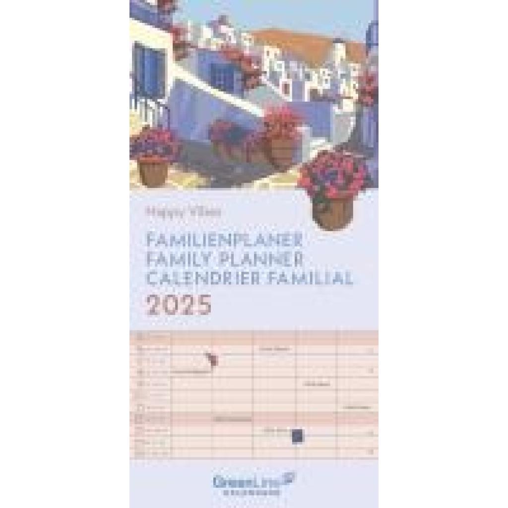 GreenLine Happy Vibes 2025 Familienplaner - Familien-Kalender - Wandkalender - 22x45