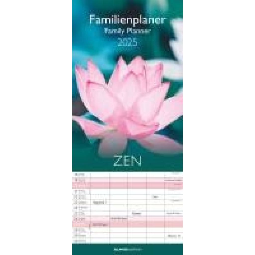 Familienplaner Zen 2025 - Familien-Timer 19,5x45 cm - 5 Spalten - Wand-Planer - viel Platz für Eintragungen - Familienka