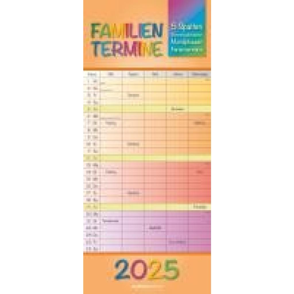 Regenbogen 2025 Familienplaner - Terminkalender - Familienkalender - 19,5x45