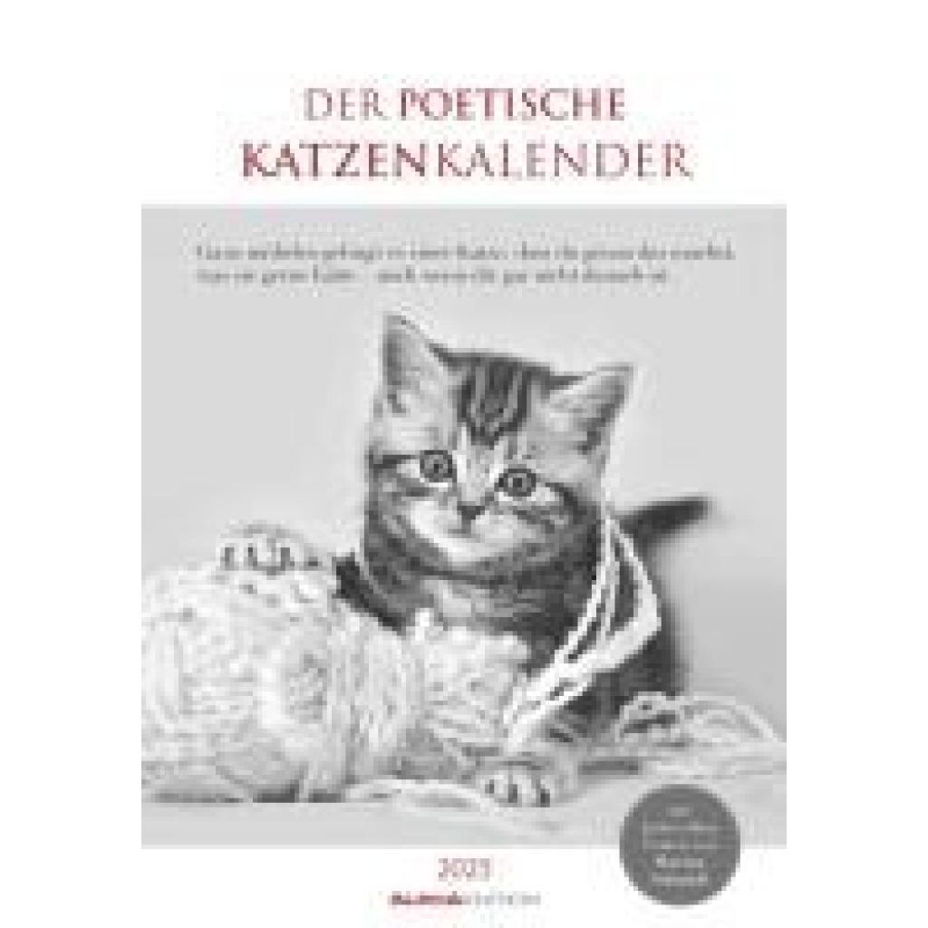 Der poetische Katzenkalender 2025 - Bild-Kalender 23,7x34 cm - mit schönen Zitaten - schwarz-weiß - Wandkalender - mit P