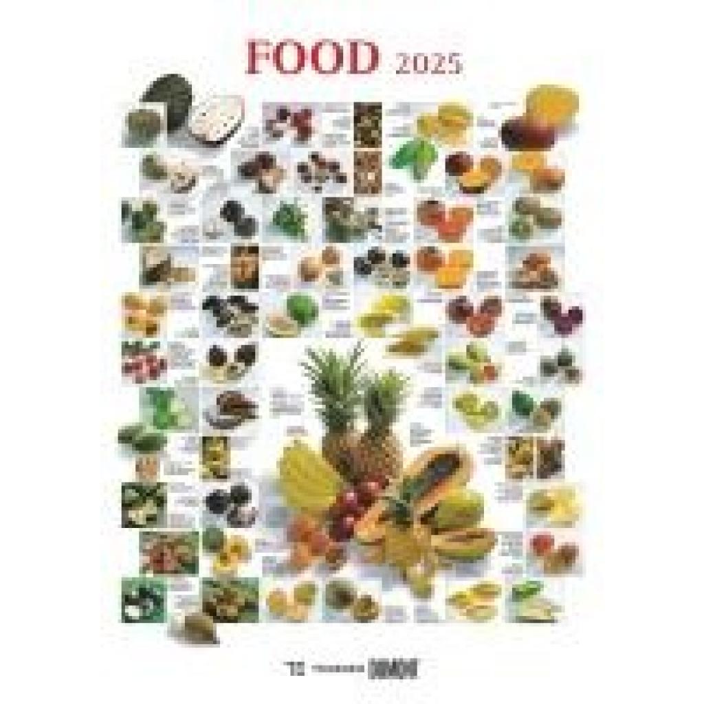 Food 2025 - Bildkalender 50x70 cm - mit kurzen Beschreibungen zu den Obst- und Gemüsesorten - Küchenkalender - Dumont - 