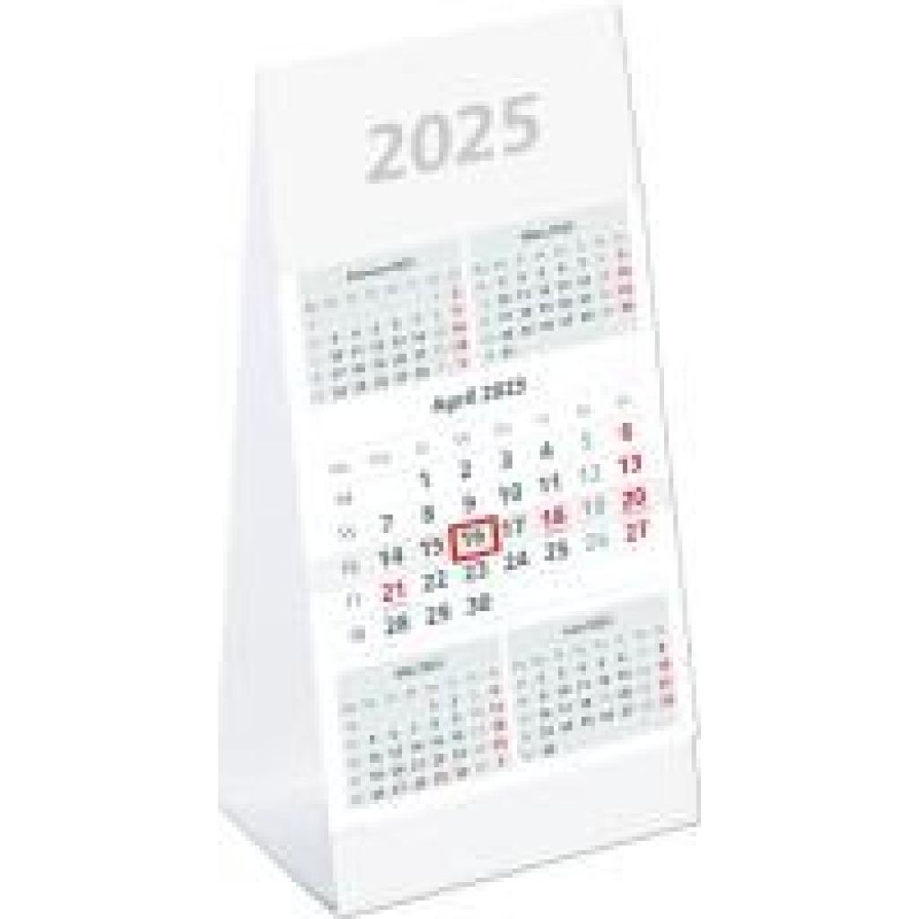 5-Monats-Aufstellkalender 2025 - 10,5x14,5 cm - 5 Monate auf 1 Seite - mit Kopftafel und Datumsschieber - Mehrmonatskale