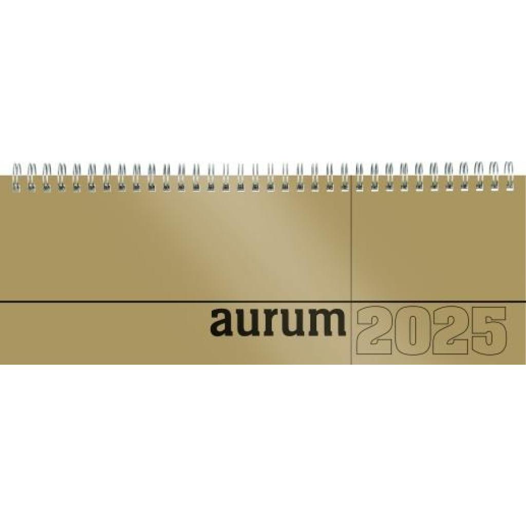 Tisch-Querkalender aurum 2025 - Büro-Planer 29,7x10,5 cm - Tisch-Kalender - 1 Woche 2 Seiten - gold - Ringbindung - Zett