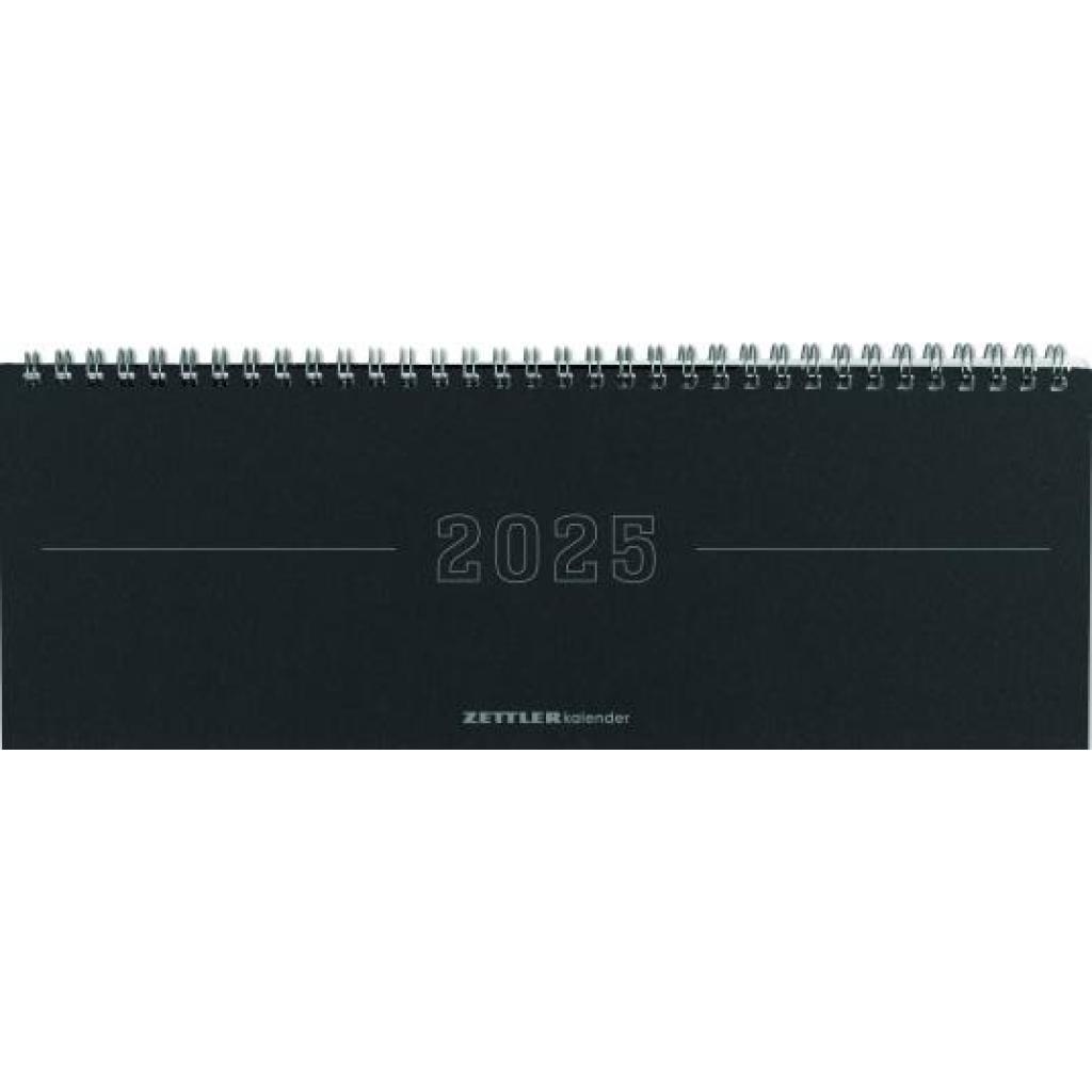 Tisch-Querkalender Papyrus Schwarz 2025 - Büro-Planer 29,7x10,5 cm - Tisch-Kalender - 1 Woche 2 Seiten - Ringbindung - Z