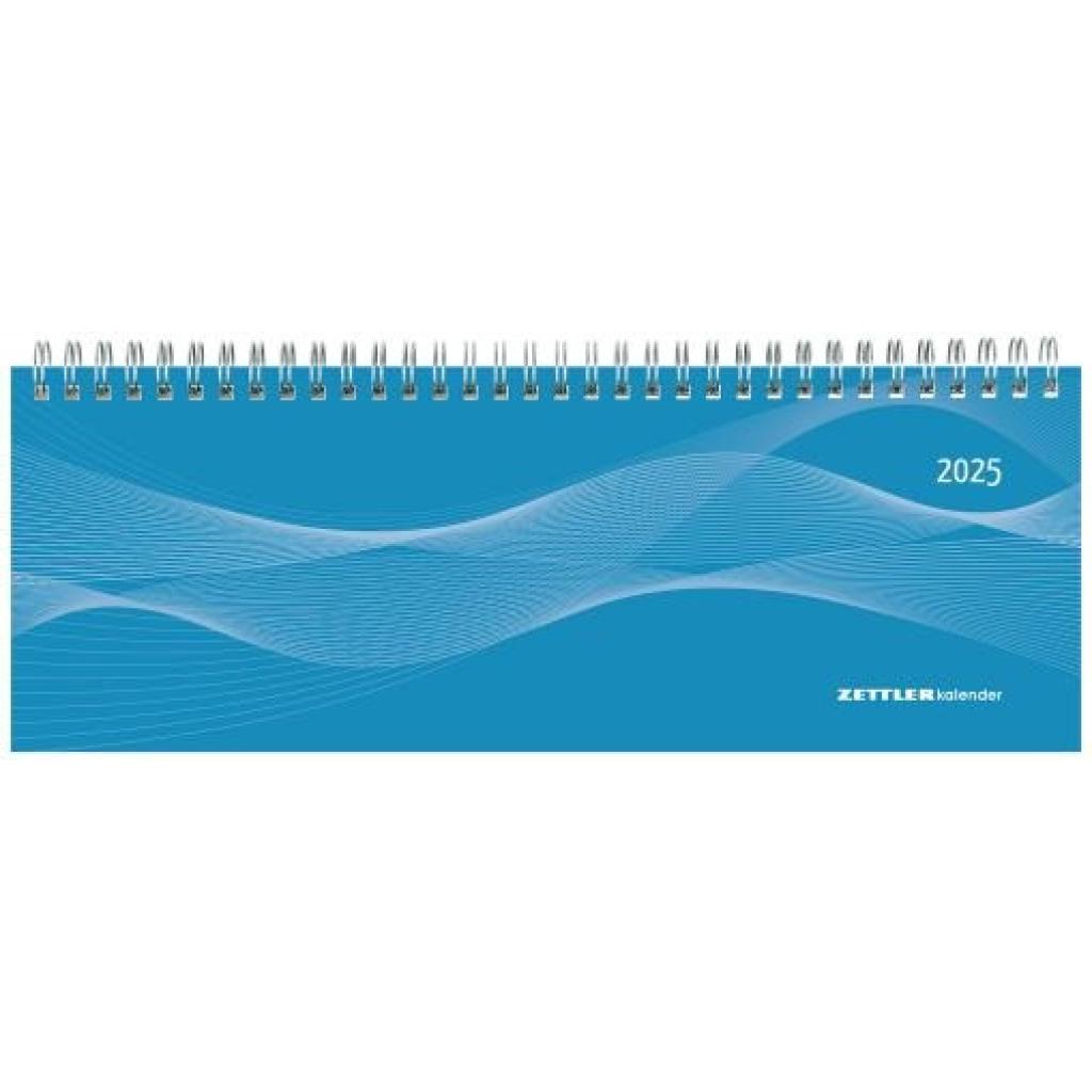 Tisch-Querkalender Profi blau 2025 - Büro-Planer 29,7x10,5 cm - Tisch-Kalender - 1 Woche 2 Seiten - Ringbindung - Zettle