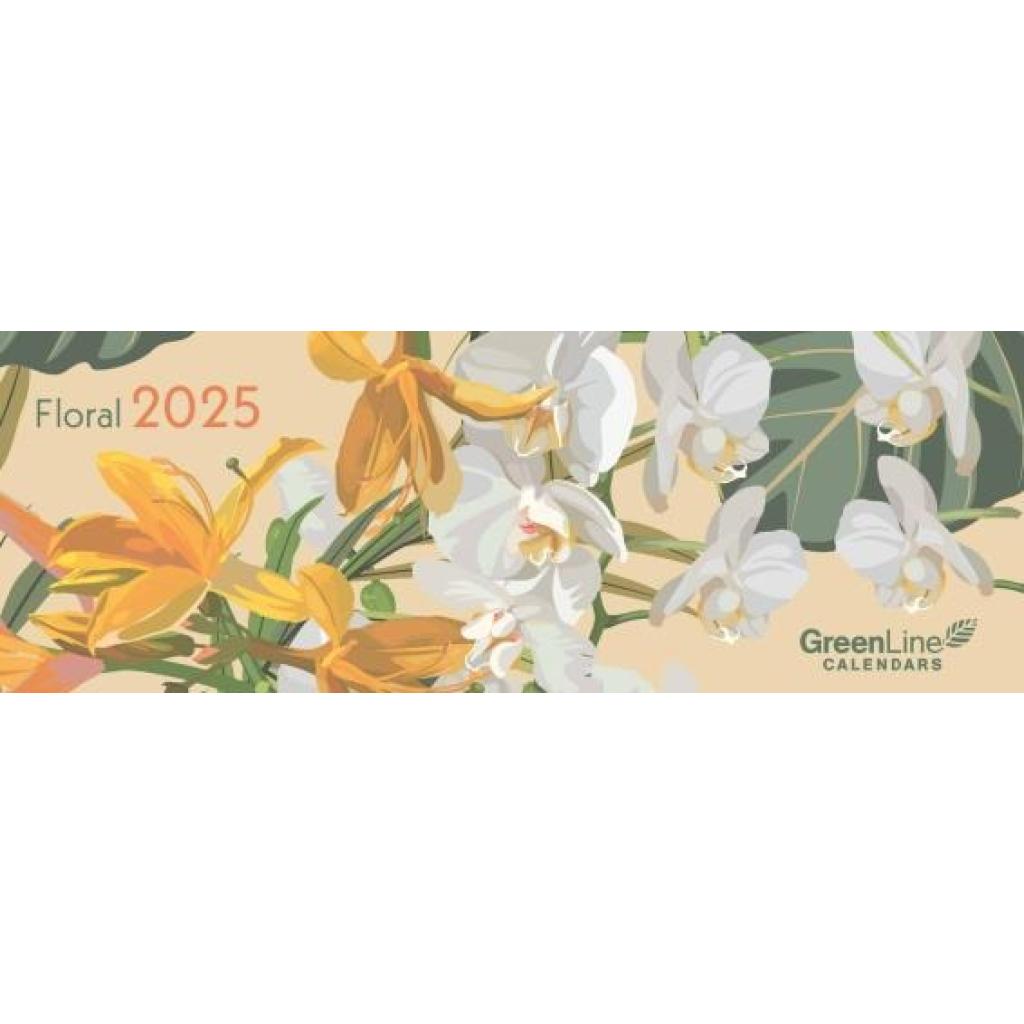 GreenLine Floral 2025 - Tischquerkalender - Tischkalender - Blumen - 29,7x10,5