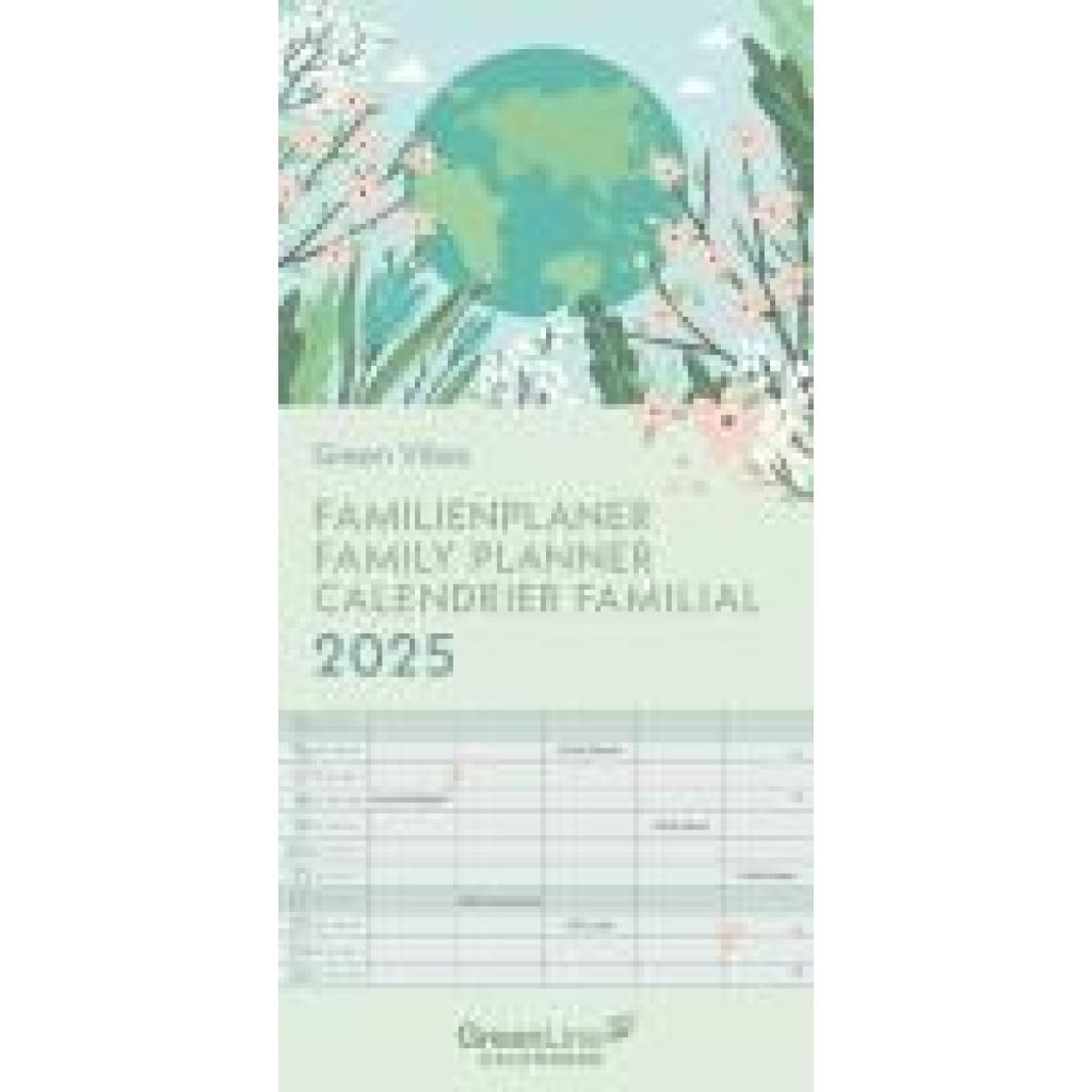 GreenLine Green Vibes 2025 Familienplaner - Familien-Kalender - Kinder-Kalender 22x45